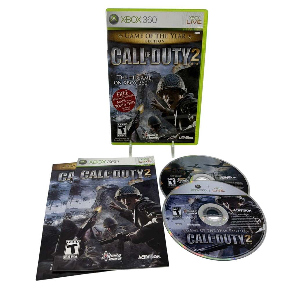 Call of Duty 2 (Microsoft Xbox 360, 2006, 2-Discs) GOTY Edition CIB w/ Bonus DVD